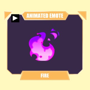 Emote animata di fuoco viola per lo streaming su YouTube di Twitch Kick Discord / Emote fiamma viola rosa danzante