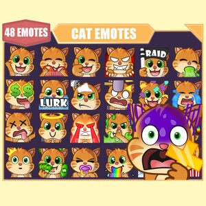 ORANGE GINGER CAT  Emote Bundle for Twitch | Youtube Emotes | Discord Emotes | Streamer Emotes | Sub Emotes | 48 emote megapack bundle