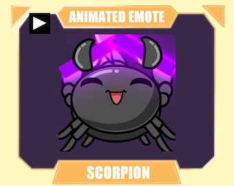 ANIMATED Scorpion rave emote for twitch discord youtube stream | Cute black scorpion dancing with neon sticks emote animated