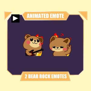 ANIMIERTES Bärchen Rock Emote für Twitch Kick Discord Youtube Stream | Chibi Braunbären spielen Gitarre und rocken Emote animiert