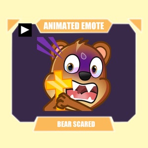 ANIMATED bear scared emote for twitch discord youtube stream | Brown bear scared holding cross sub emote | Halloween emote