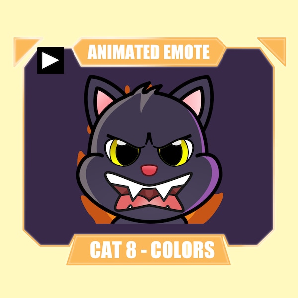 ANIMATED angry cat rage emote for twitch kick discord youtube streaming | Angry cat attack with fire background emote | 8 colors included