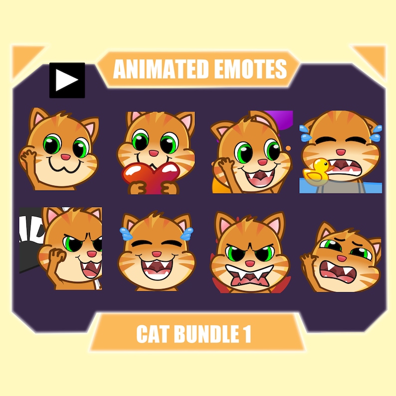 GINGER CAT ANIMATED Emote Pack for Twitch Youtube Discord Emotes