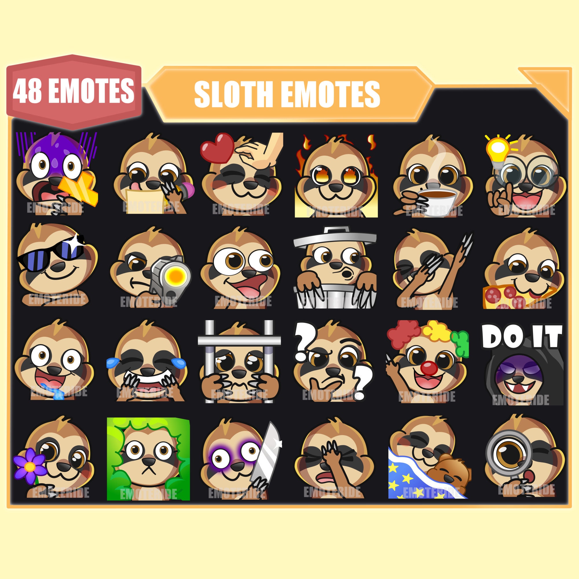 Sloth Emotes SLOTH Emote Bundle for Twitch | Youtube Emotes | Discord Emotes ...