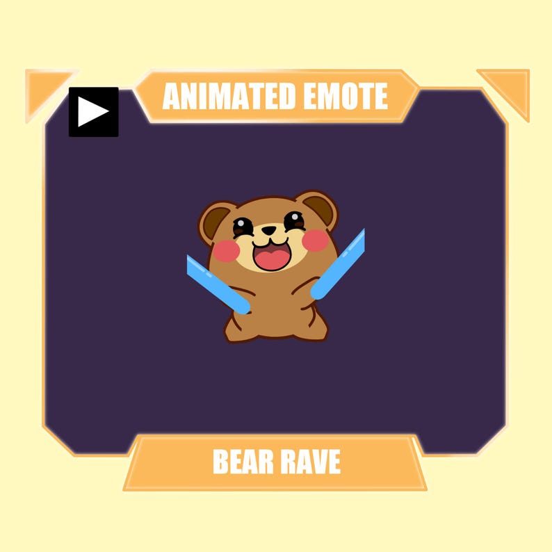 ANIMATED Chibi Bear Cute Rave Emote for Twitch Kick Discord Youtube ...