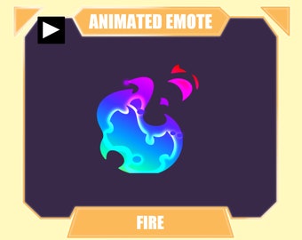 Animated rainbow fire emote for twitch kick discord youtube streaming | Dancing rainbow rbg light flame emote