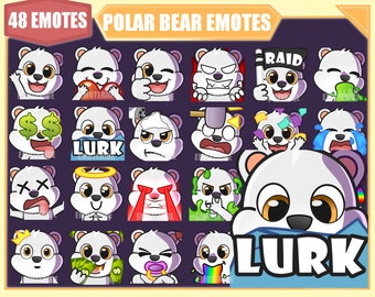 POLAR BEAR Twitch Emote Bundle | Youtube Emotes | Discord Emotes | Streamer Emotes | Sub Emotes | 48 emote megapack bundle