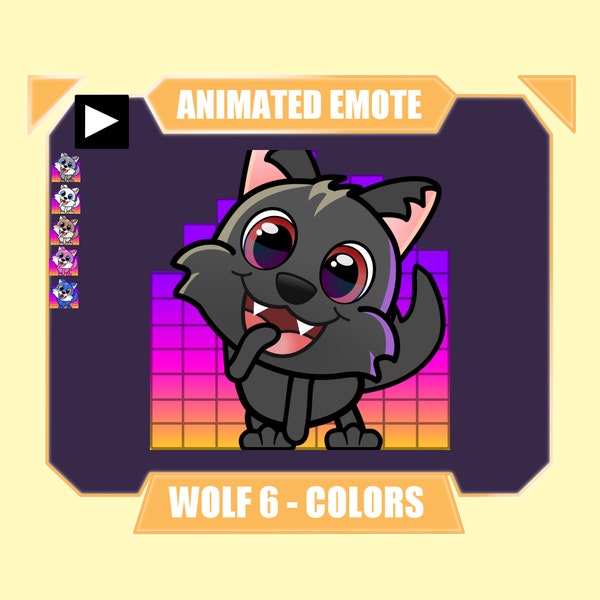 ANIMATED Cute Wolf Dance Emote for twitch discord youtube | Wolf party jam disco  rave emote | Black, gray, white wolf dancing emote