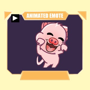 ANIMADO Gesto de baile feliz de cerdo para twitch kick discord transmisión de youtube / Gesto secundario de baile feliz de cerdo rosa animado