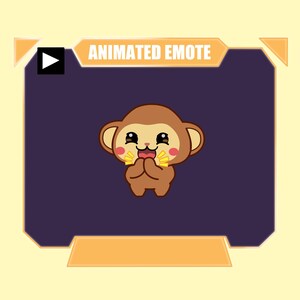 Animated monkey happy jumping and clapping cute emote for twitch and discord
