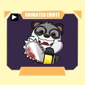 Panda ANIMADO con gesto de Halloween de motosierra para twitch kick discord youtube / Gesto de Halloween espeluznante de Panda para transmisión