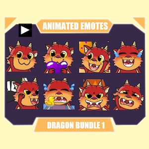 RODE DRAAK GEANIMEERD emotepakket voor Twitch | YouTube-emotes | Onenigheid-emotes | Streamer-emotes | Sub-emotes | Dragon-bundel van 8 stuks