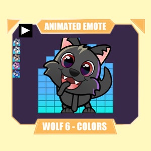 ANIMATED cute wolf dance emote for twitch kick discord youtube | Color changing equalizer background