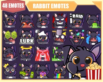 BLACK RABBIT BUNNY Emote Bundle for Twitch | Youtube Emotes | Discord Emotes | Streamer Emotes | Sub Emotes | 48 emote megapack bundle