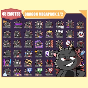 BLACK DRAGON Emote Bundle  2 for Twitch | Kick | Youtube Emotes | Discord Emotes | Streamer Emotes | Sub Emotes | 48 emote megapack bundle