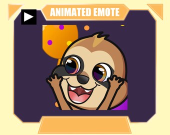 ANIMATED Sloth hype emote for twitch kick discord youtube stream | Balloons flying confetti falling  party emote animated | Cute sloth emote
