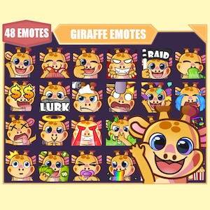 GIRAFFE Emote Bundle for Twitch | Youtube Emotes | Discord Emotes | Streamer Emotes | Sub Emotes | 48 emote megapack bundle