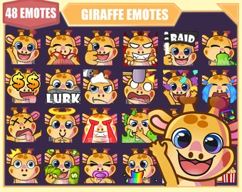 Paquete de emoticonos JIRAFA para Twitch / Youtube Emotes / Discord Emotes / Streamer Emotes / Sub Emotes / 48 emote megapack bundle
