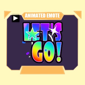 Animiertes und statisches LETS GO Regenbogen Text Emote für Twitch Discord youtube | Farbwechsel Regenbogen Lets go mit funkelt Emote