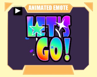 Animated and static LETS GO rainbow text emote for twitch discord youtube | Color changing rainbow Lets go with sparkles emote