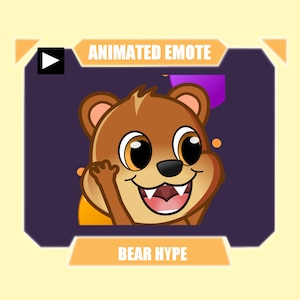 Emote ANIMATED Orso hype per twitch discord youtube stream / Palloncini che volano coriandoli che cadono party emote animato / Emote simpatico orso bruno