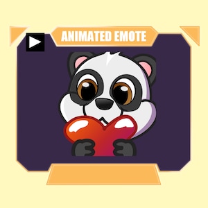 Panda ANIMADO con gesto de corazón para twitch kick discord youtube stream / Panda sosteniendo corazón amor gesto