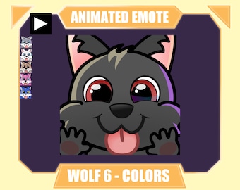 ANIMATED wolf lick emote for twitch kick discord youtube stream | Cute black white brown blue pink gray wolf licking sub emote