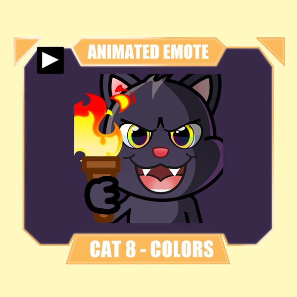 ANIMATED cat riot emote for twitch kick discord youtube | Cat with flame torch sub emote for streaming