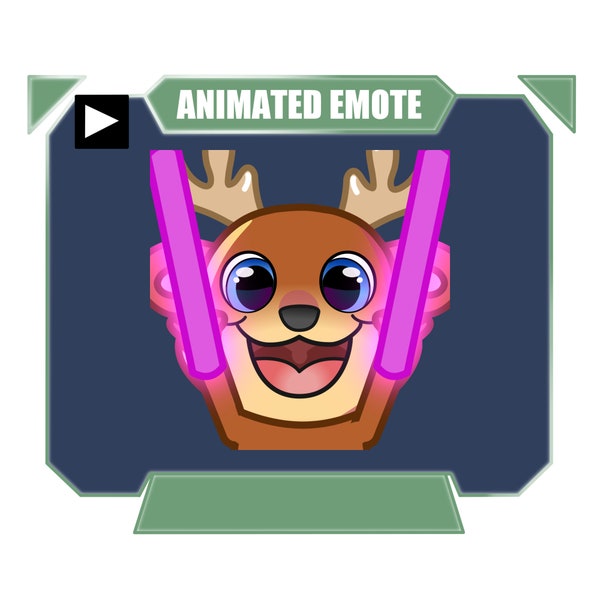 ANIMATED Deer cool rave Christmas emote for twitch kick discord youtube | Reindeer raving with neon sticks emote for streaming