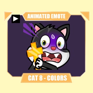Gato ANIMADO asustado sosteniendo gesto cruzado para twitch kick discord youtube streaming / Gato asustado espeluznante gesto de halloween / 8 colores incluidos