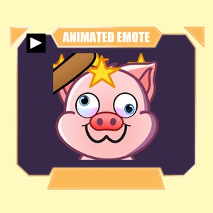ANIMADO Gesto de cerdo bonk para transmisión de youtube de twitch kick discord / Emote de cerdo rosado siendo golpeado animado