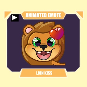 León ANIMADO que sopla un gesto de beso para Twitch Discord youtube stream / León lindo besando un gesto de corazón volador