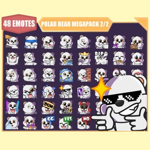 POLAR BEAR  Emote Bundle 2 for Twitch | Kick emotes | Youtube Emotes | Discord Emotes | Streamer Emotes | Sub Emotes | 48 emote megapack
