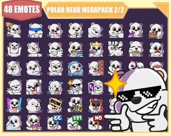 POLAR BEAR  Emote Bundle 2 for Twitch | Kick emotes | Youtube Emotes | Discord Emotes | Streamer Emotes | Sub Emotes | 48 emote megapack