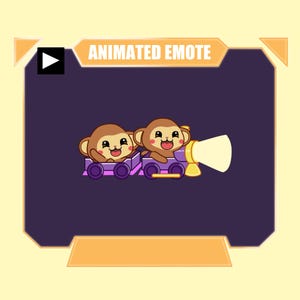 Animated monkey hype train emote seamless train sub train hype twitch discord
