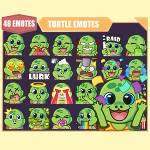 TURTLE Emote Bundle for Twitch | Youtube Emotes | Discord Emotes | Streamer Emotes | Sub Emotes | 48 emote megapack bundle