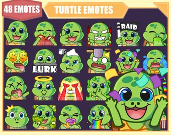 TURTLE Emote Bundle for Twitch | Youtube Emotes | Discord Emotes | Streamer Emotes | Sub Emotes | 48 emote megapack bundle