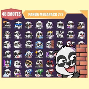 PANDA Emote Bundle 2 para Twitch / Youtube Emotes / Discord Emotes / Streamer Emotes / Sub Emotes / 48 emote megapack bundle