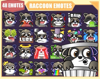 RACCOON Emote Bundle for Twitch | Youtube Emotes | Discord Emotes | Streamer Emotes | Sub Emotes | 48 emote megapack bundle