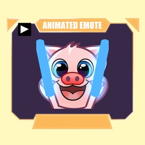 ANIMADO Cerdo genial gesto rave para twitch kick discord transmisión de youtube / Cerdo rosa con palos de neón que cambian de color gesto animado