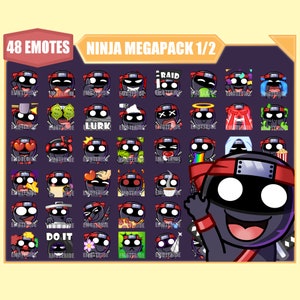 Black Ninja Emote Bundle for Twitch | Youtube Emotes | Discord Emotes | Streamer Emotes | Sub Emotes | 48 emote megapack bundle