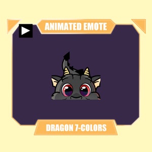 GEANIMEERDE draak op de loer hi emote voor twitch kick discord youtube-stream | Geanimeerde emote draken op de loer | Inclusief 7 kleuren