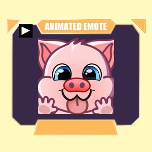 ANIMADO Gesto de lamida de cerdo para transmisión de youtube de twitch kick discord / Gesto de lamida de cerdo rosa animado
