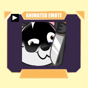 Panda ANIMADO sosteniendo un gesto de cuchillo para la transmisión de youtube de discordia de contracción / Panda con un gesto secundario espeluznante de cuchillo / Gesto de Halloween