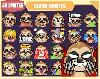 SLOTH Emote Bundle for Twitch | Youtube Emotes | Discord Emotes | Streamer Emotes | Sub Emotes | 48 emote megapack bundle