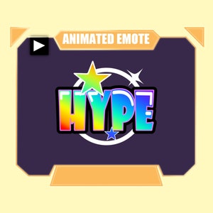 Animated and static HYPE rainbow text emote for twitch discord youtube | Color changing rainbow HYPE with sparkles letter text word emote
