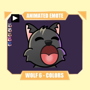 ANIMATED wolf pop emote for twitch kick discord youtube stream | Cute black gray white brown pink blue wolf sub emote