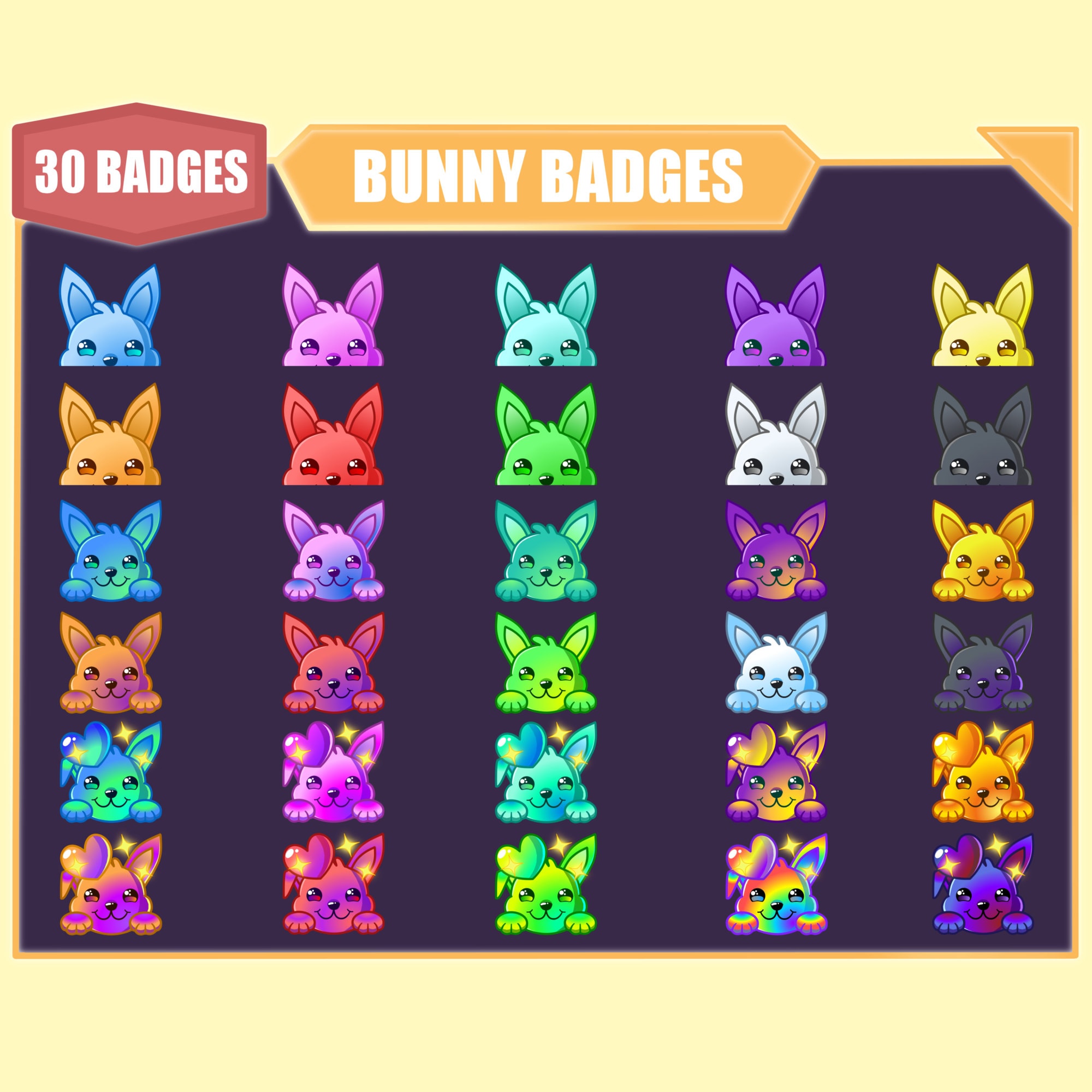 Steam Rabbit Badges 30 Bunny Bit Badges for Twitch | Cute Rabbit Sub Badges - Etsy