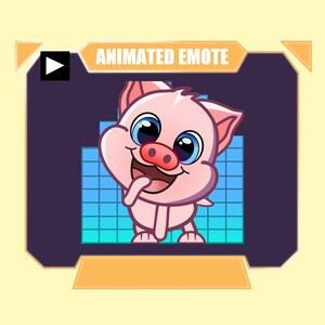 ANIMADO Gesto de baile lindo de cerdo para transmisión de youtube de discordia de patada de contracción/emoticón secundario de baile de cerdo rosado animado con fondo de ecualizador