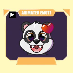 Panda ANIMADO lanza un gesto de beso para Twitch Discord youtube stream / Beso de panda con gesto secundario de corazón volador